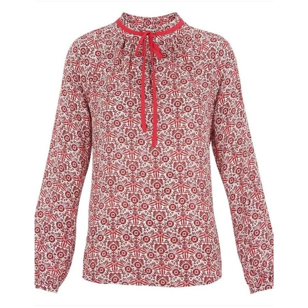 WHISTLES Beautiful Long Sleeves Blouse Size US 4/ UK 8 Red Floral Print 1918